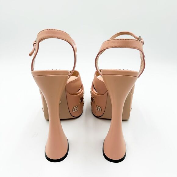 Gucci Janaya GG Studded Platform Sandals EU 40 US 10 Pink Leather High Heel - Picture 6 of 14